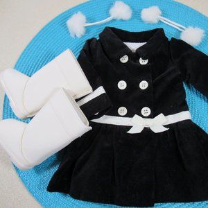 American Girl Velveteen Coat Set For Dolls, Boots, Hair Ties, Retired Rare, EUC